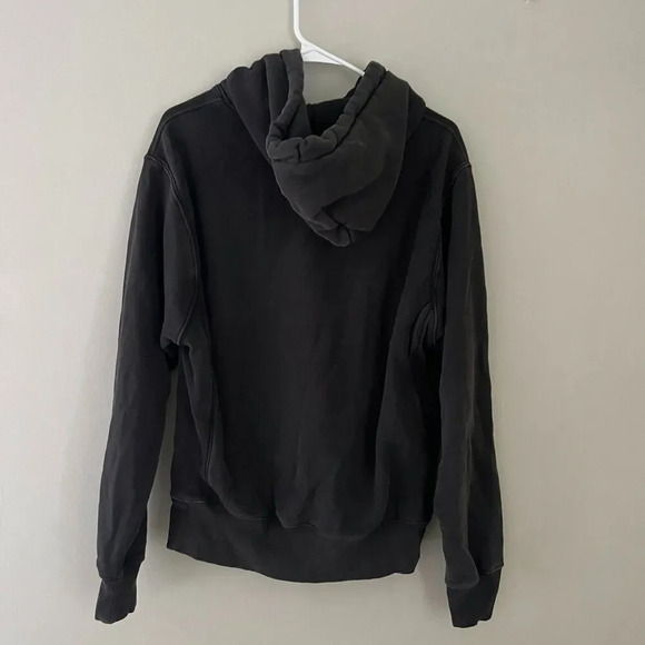 Champion Mens Faded Black Hoodie Reverse Weave M Sweatshirt Streetwear Normcore - Picture 2 of 9